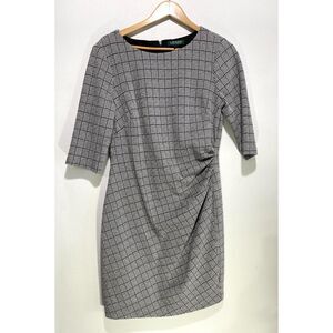 Lauren Ralph lauren dress Wrap classic houndstooth plaid business women 14